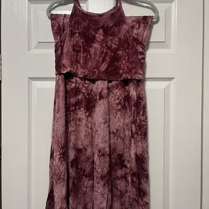 SHEIN Burgundy Tie-Dye Maxi Skirt